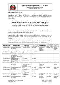 Ata da Comissão de Seleção - Secretaria de Estado da Cultura