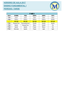 horário de aula 2017 ensino fundamental i período: tarde