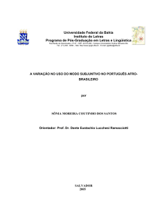 Universidade Federal da Bahia Instituto de Letras Programa de Pós