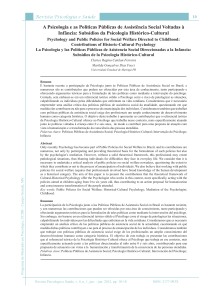 A Psicologia e as Políticas Públicas de Assistência Social