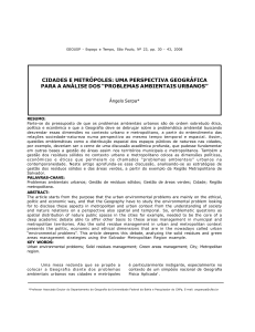 cidades e metrópoles - Departamento de Geografia