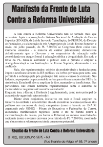 panfleto da Frente de Luta Contra a Reforma Universitária