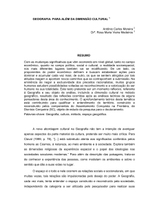 GEOGRAFIA: PARA ALÉM DA DIMENSÃO CULTURAL 1