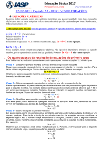 Unidade 1 - Capítulo 3.2 / Resolvendo Equações Algébricas