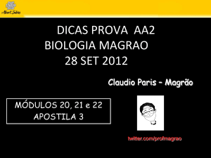 dicas prova aa2 biologia magrao 28 set 2012
