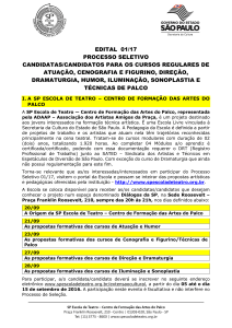 EDITAL 01/17 PROCESSO SELETIVO CANDIDATAS/CANDIDATOS