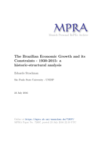 The Brazilian Economic Growth and its Constraints - 1930