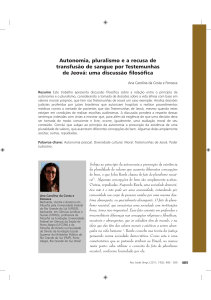 Autonomia, pluralismo e a recusa de transfusão de sangue por