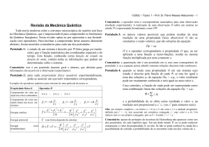 Revisão de Mecânica Quântica e átomo monoeletrônico