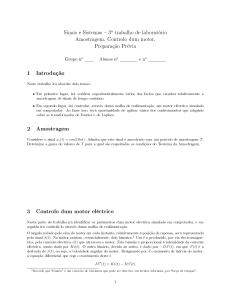 1 Introdução 2 Amostragem 3 Controlo dum motor eléctrico