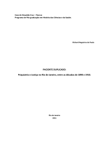 PACIENTE DUPLICADO: Psiquiatria e Justiça no