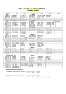 FEFISO – HORÁRIO DO 1º SEMESTRE DE 2016 HORÁRIO DIURNO