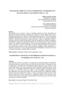 FRAGILIDADE AMBIENTAL DA BACIA HIDROGRÁFICA DO