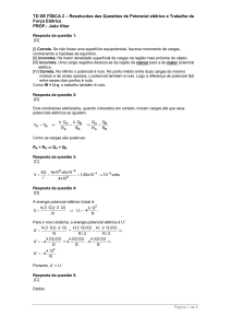 TD DE FÍSICA 2 – Resolucões das Questões de Potencial elétrico e