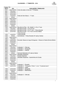 calendário – 1º trimestre