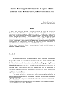 Indícios de concepções sobre o conceito de álgebra e de