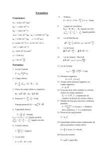 Formulário Constantes: Formulas: