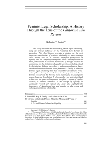 Feminist Legal Scholarship  A History Through the Lens of the Cal