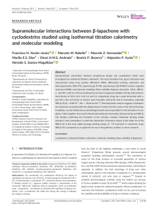 Supramolecular interactions between β‐lapachone with cyclodextrins studied using isothermal titration calorimetry and molecular modeling