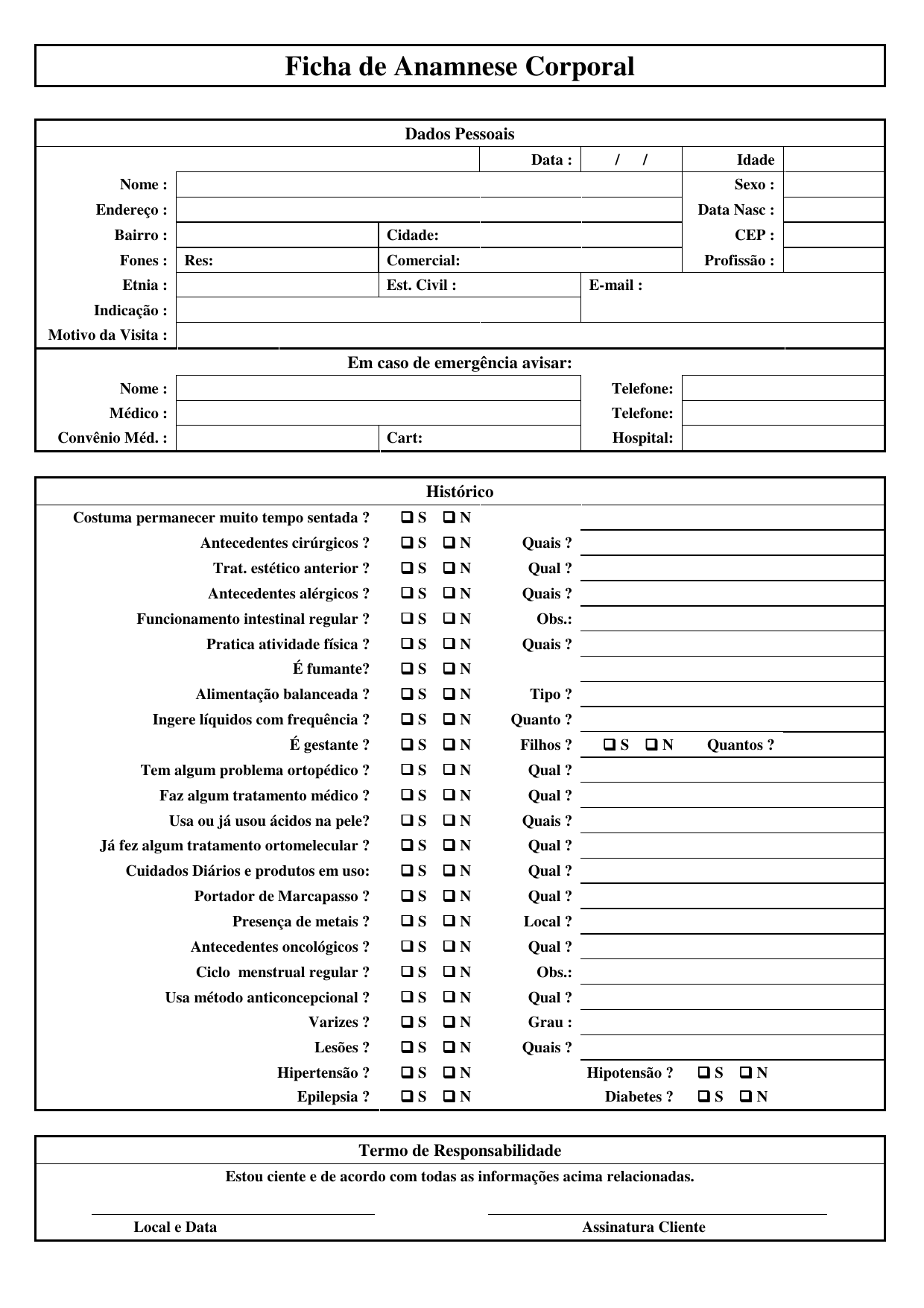 Ficha De Anamnese 0705