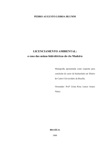 Monografia sobre LICENCIAMENTO AMBIENTAL Barrragens do rio Madeira