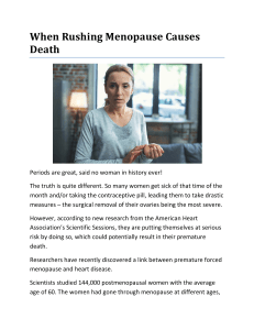 When Rushing Menopause Causes Death