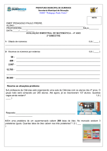 Avaliação Bimestral de Matemática - 4º Ano