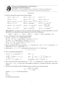 Lista de Exerc&iacute;cios C&aacute;lculo Diferencial e Integral I