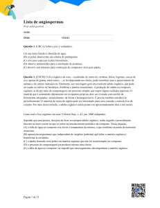 Lista de Exerc&iacute;cios: Angiospermas, Ra&iacute;zes e Compostagem