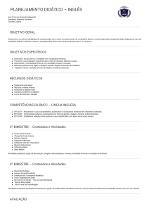 Planejamento Didático Inglês 1º Ano Fundamental - 2º Semestre