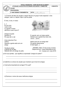 Atividade Avaliativa Ensino Religioso 2º Ano Fundamental